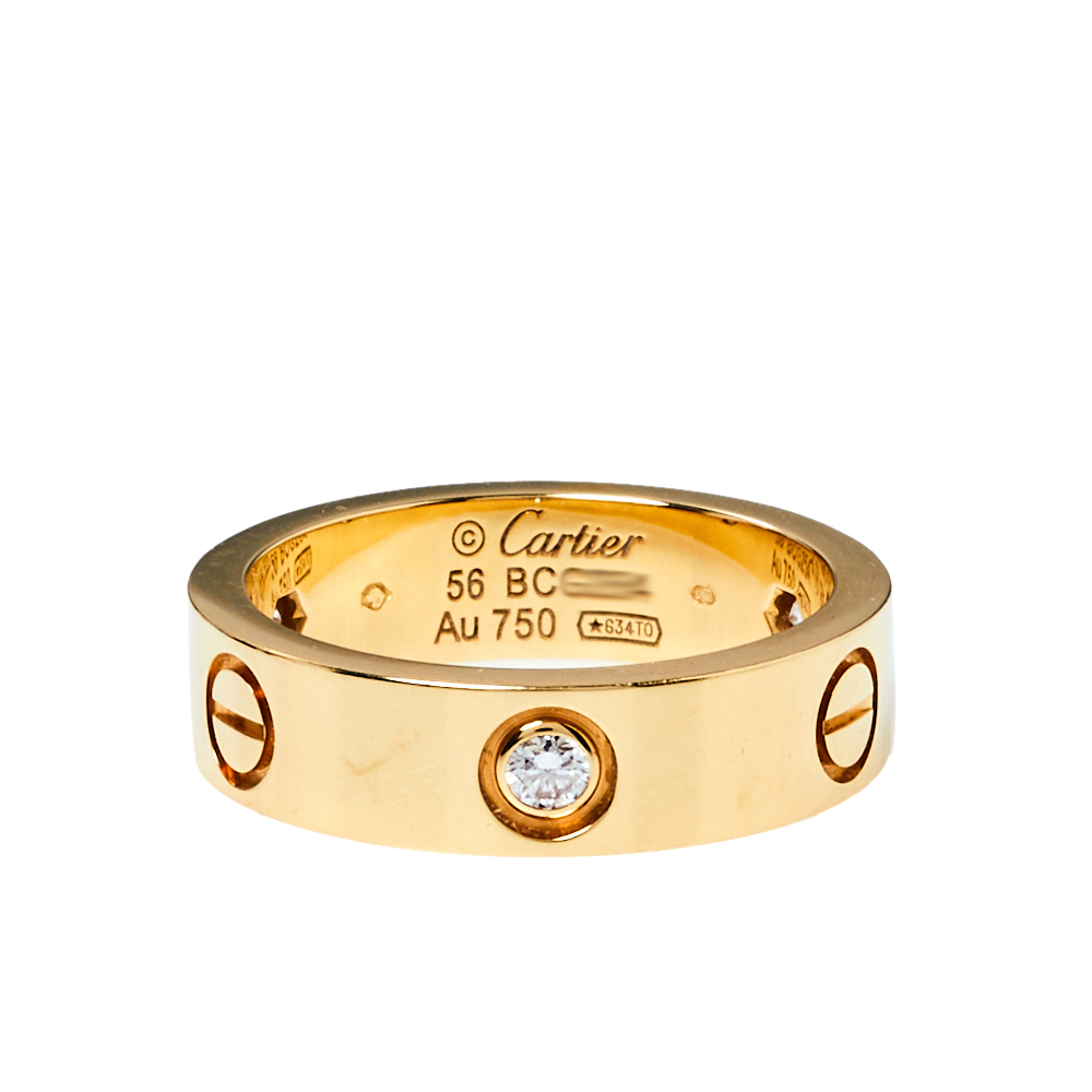 

Cartier Love 3 Diamond 18K Yellow Gold Band Ring Size