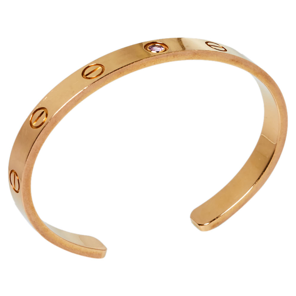 

Cartier Love Pink Sapphire 18K Rose Gold Cuff Bracelet 16