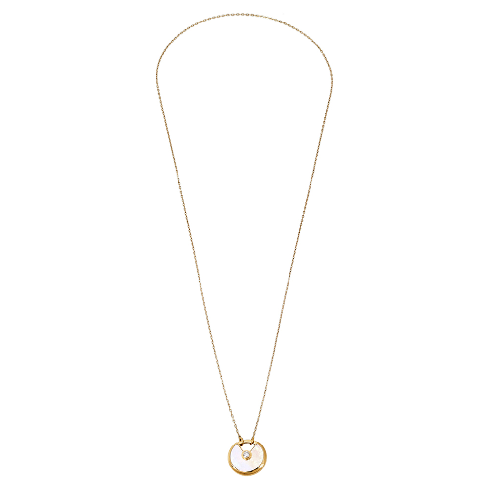 

Cartier Amulette de Cartier Mother of Pearl Diamond 18K Yellow Gold Necklace