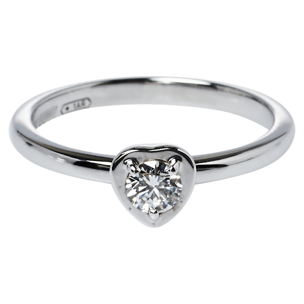 

Cartier Diamants L÷gers Heart Motif Diamond 18K White Gold Ring Size