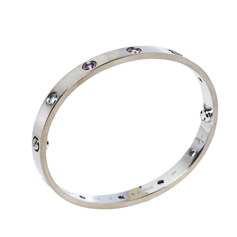 

Cartier Love Multicolor Gemstones 18K White Gold Bracelet 17