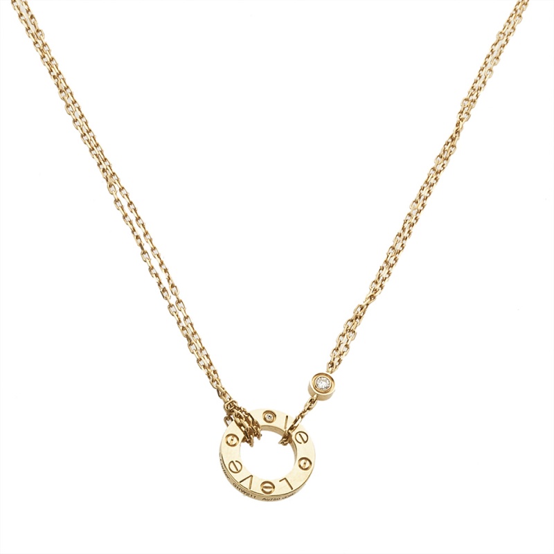 Pre-owned Cartier Love Diamond 18k Yellow Gold Pendant Necklace