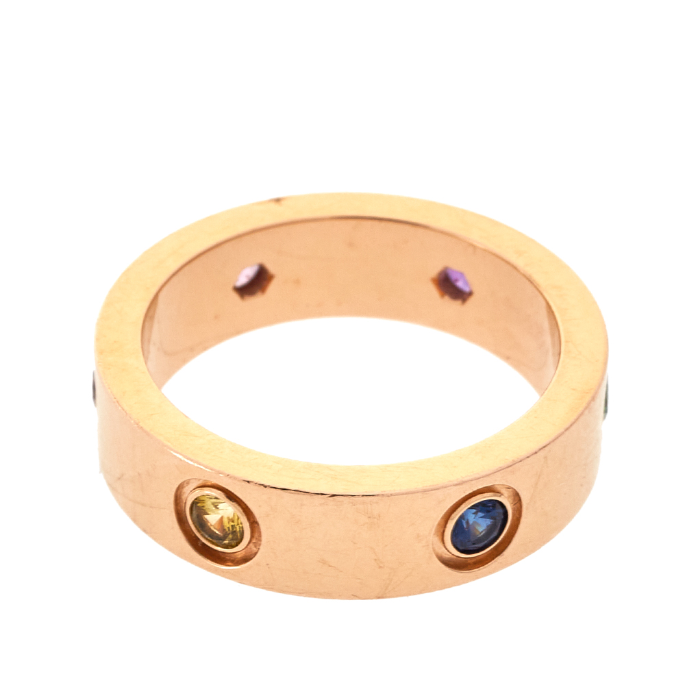 

Cartier Love Multicolor Gemstone 18K Rose Gold Ring 54