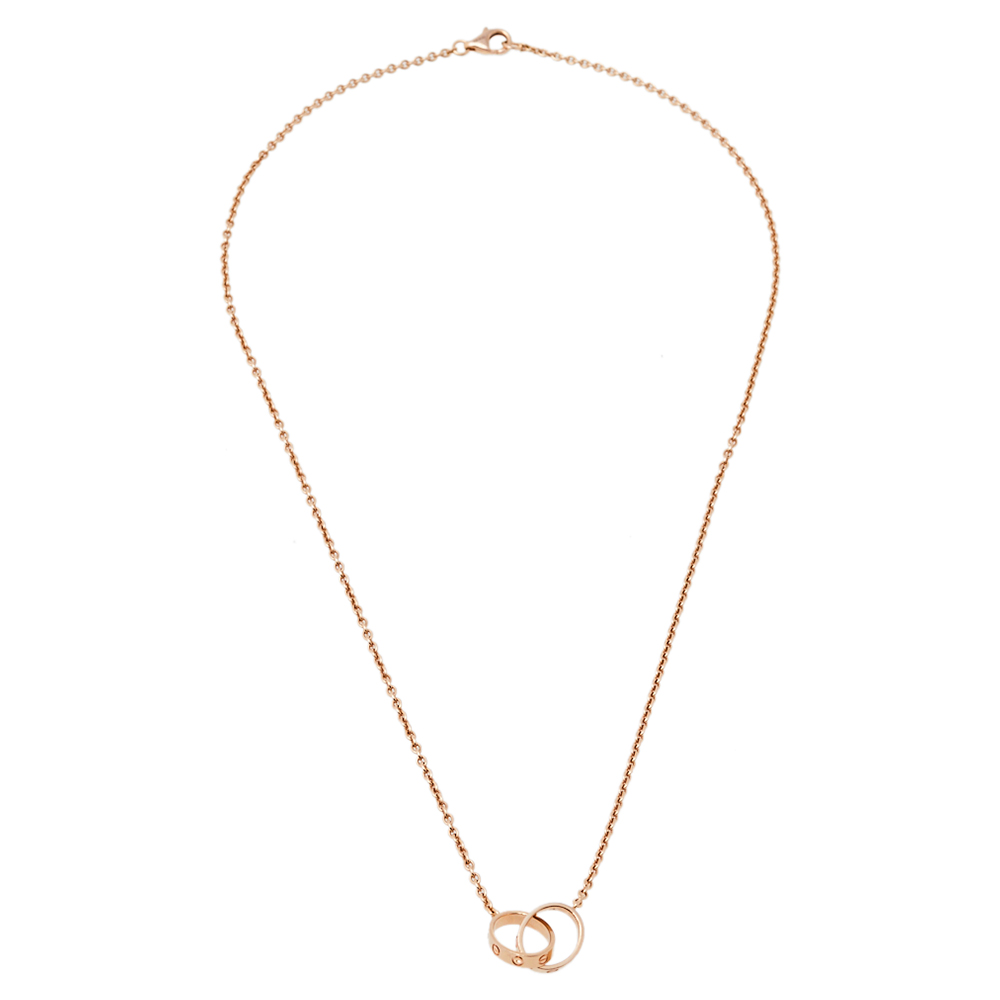 

Cartier Love Interlocking Loop 18K Rose Gold Pendant Necklace