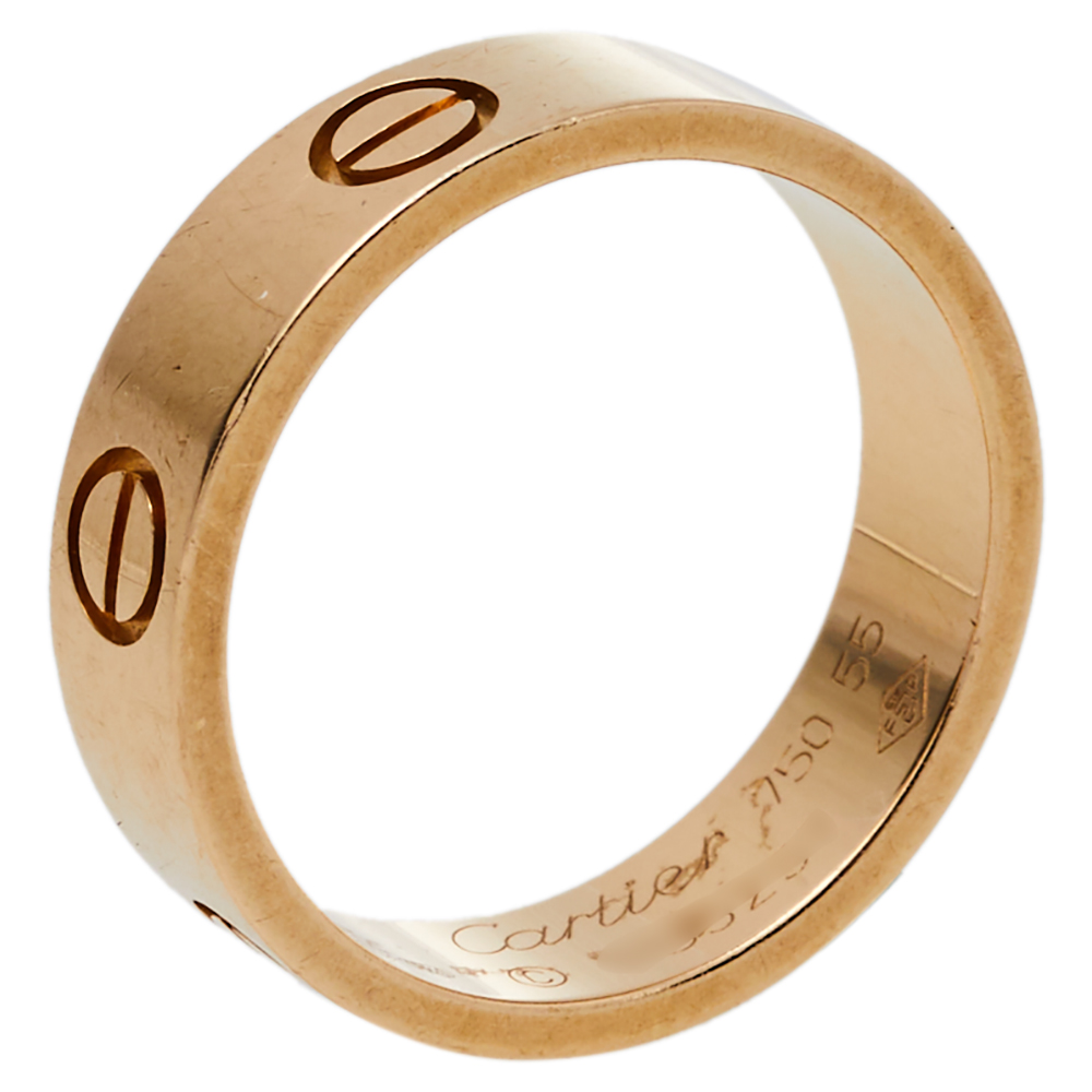 Pre-owned Cartier Love 18k Yellow Gold Ring Size 55