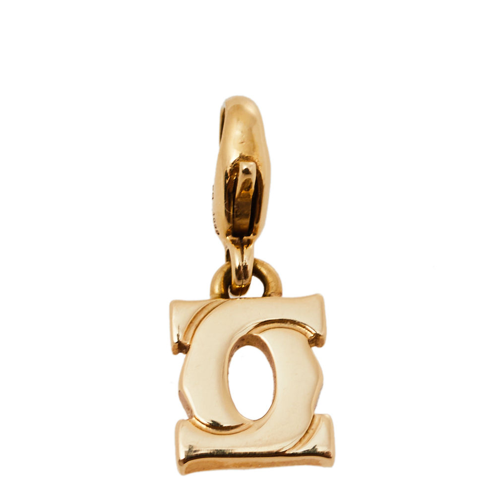 Pre-owned Cartier Mini Double C 18k Yellow Gold Charm