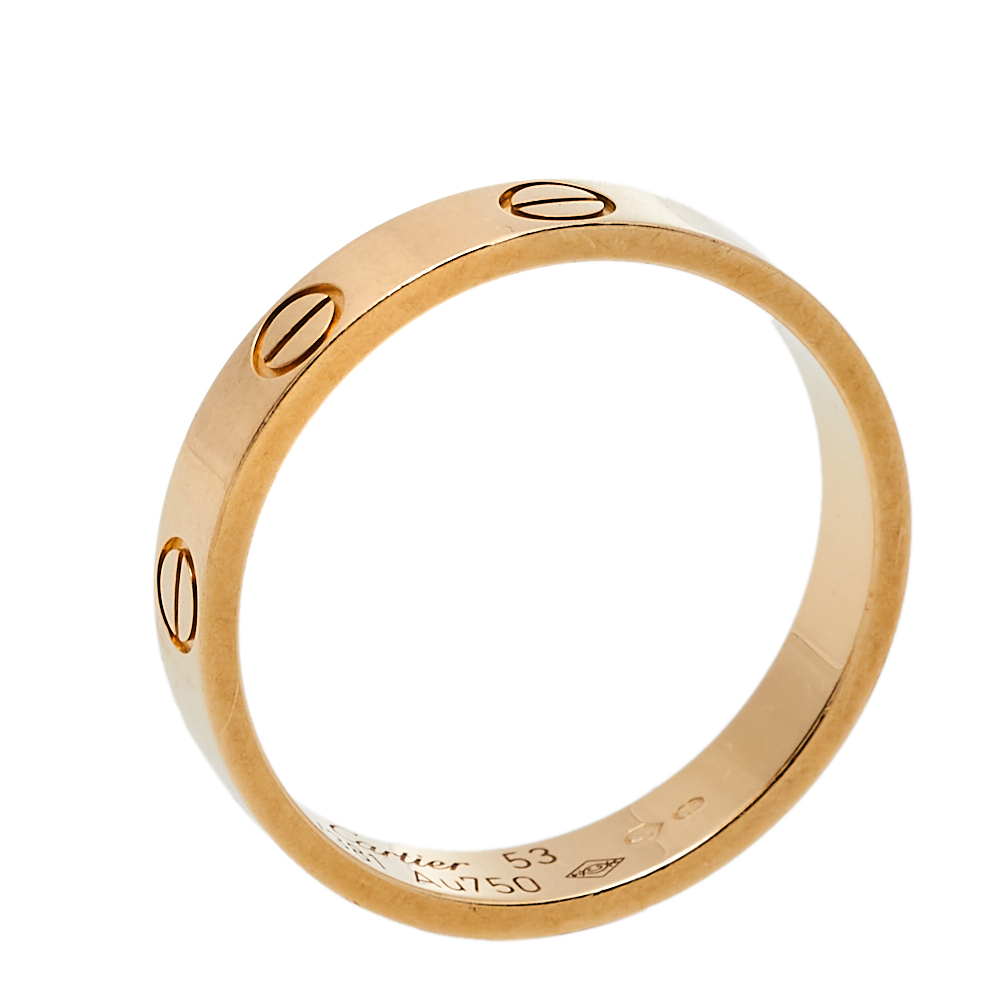 Pre-owned Cartier Love 18k Yellow Gold Wedding Band Ring Size 53