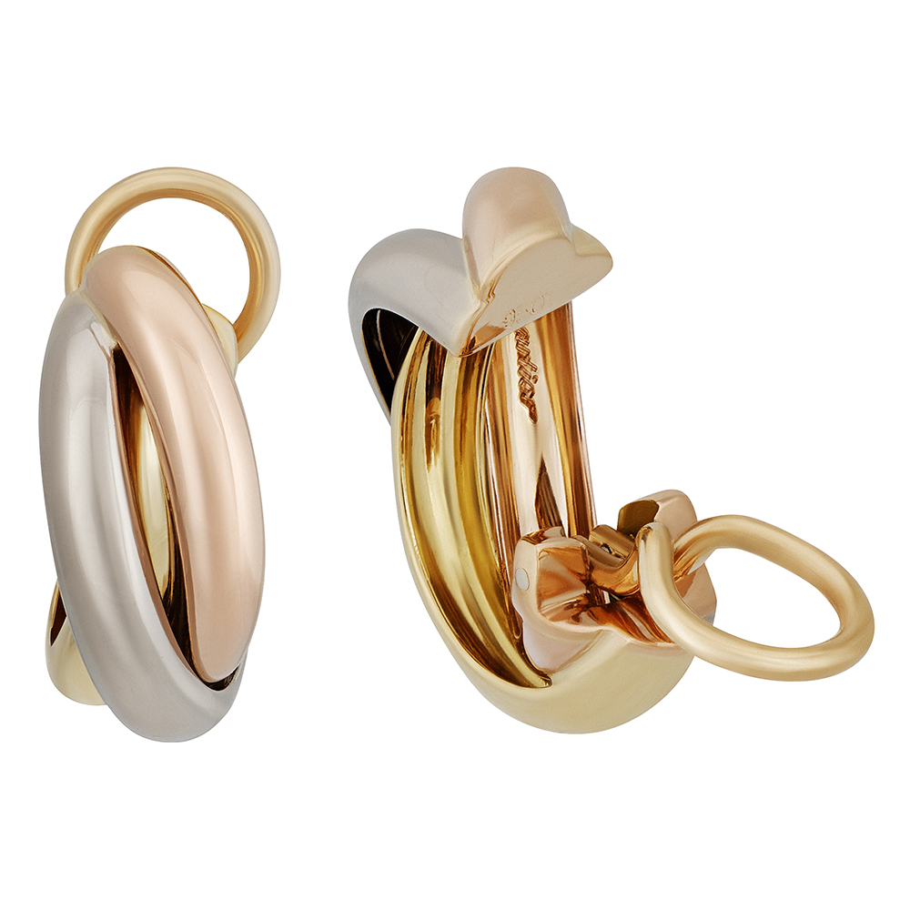 

Cartier 18K Yellow, White, Rose Gold Trinity Earrings