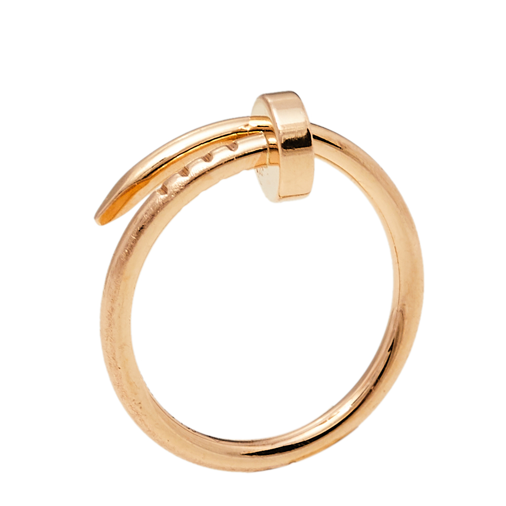 Pre-owned Cartier Juste Un Clou 18k Rose Gold Ring Sm Size 48