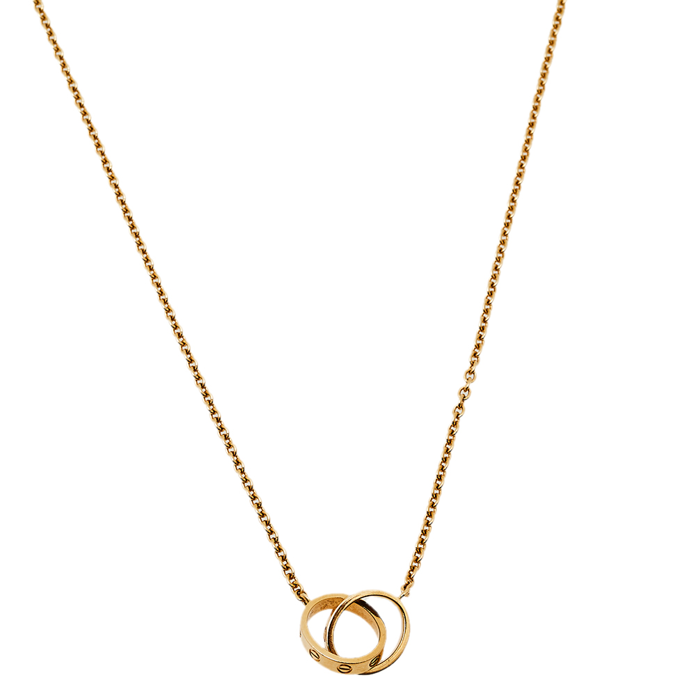 Pre-owned Cartier Love 2 Hoops 18k Yellow Gold Necklace