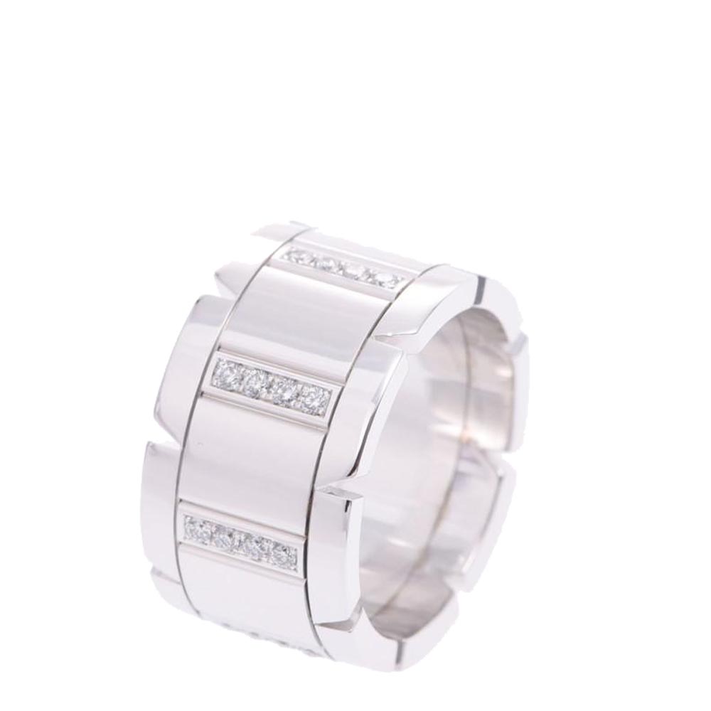 Pre-owned Cartier Tank Francaise 18k White Gold Diamond Ring Size Eu 51 In Silver