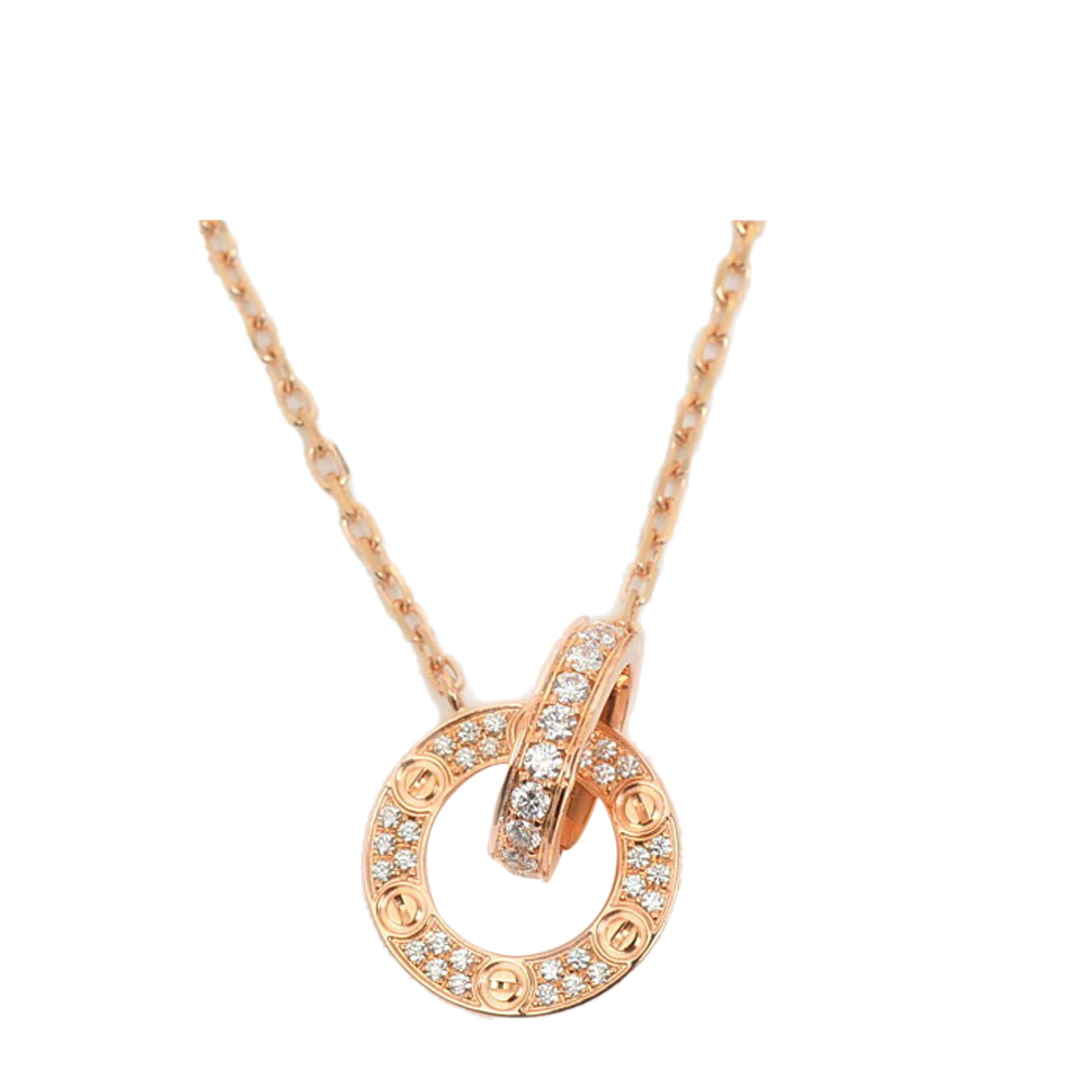 Pre-owned Cartier Love 18k Rose Gold Diamond Necklace