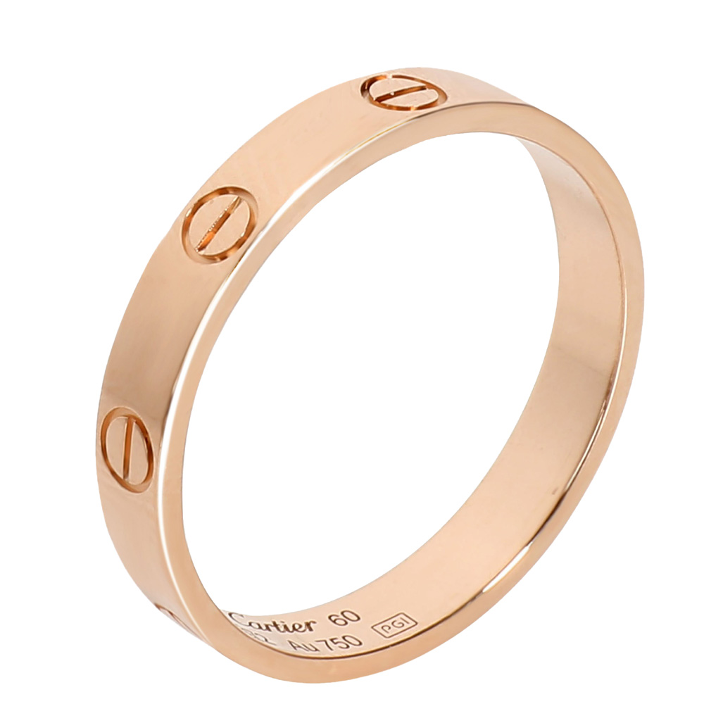 Pre-owned Cartier 18k Rose Gold Love Wedding Band Ring 60