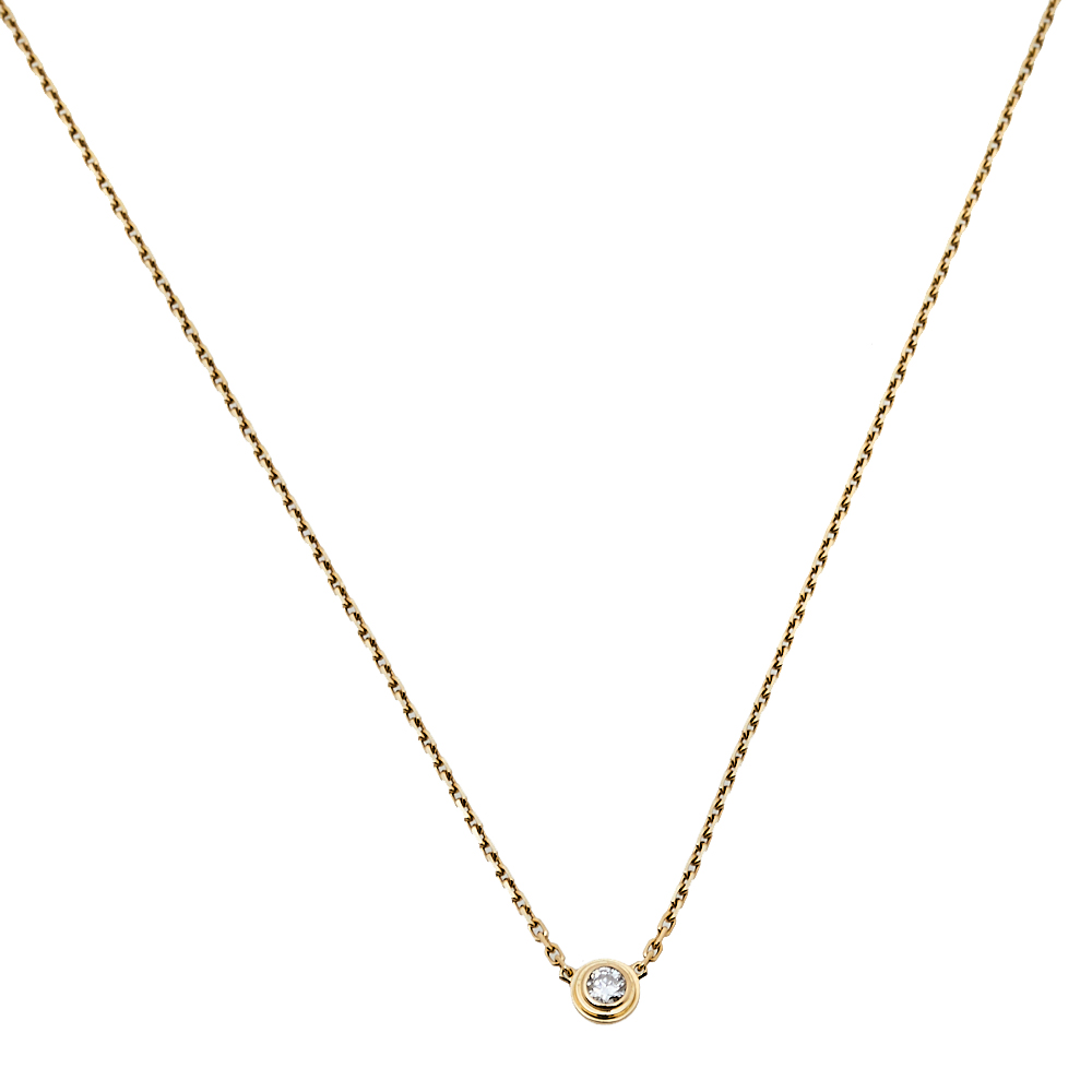 Pre-owned Cartier Diamants Legers Diamond 18k Yellow Gold Necklace Xs