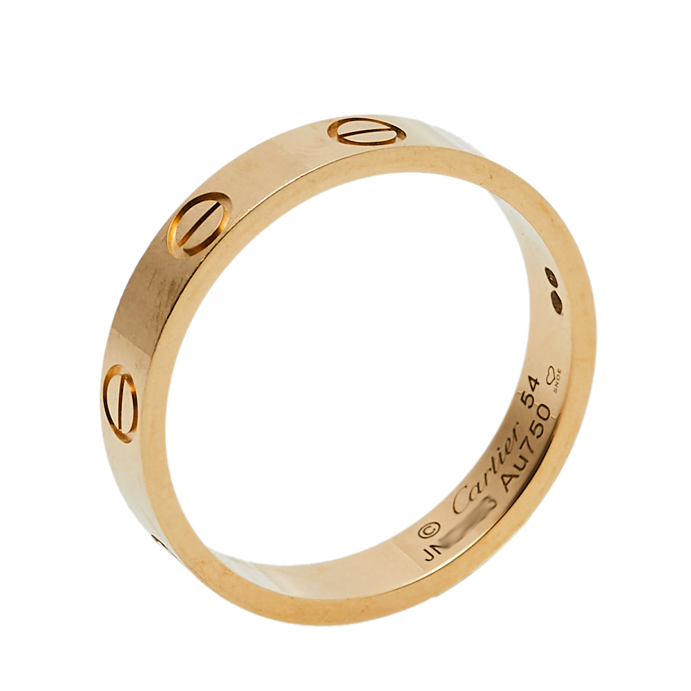Pre-owned Cartier Love 18k Yellow Gold Wedding Band Ring Size 54