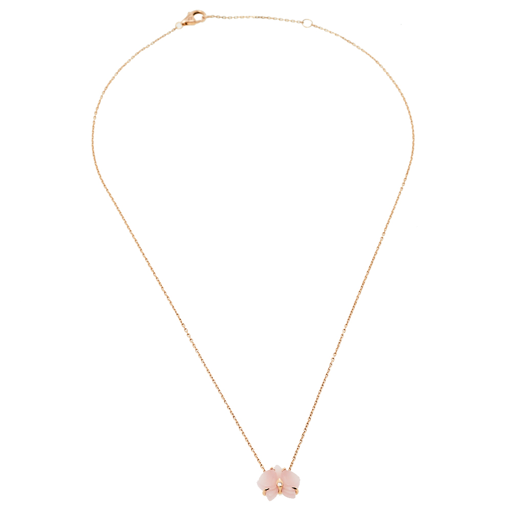 

Cartier Caresse d'Orchidees par Cartier Diamond Pink Chalcedony 18K Rose Gold Necklace