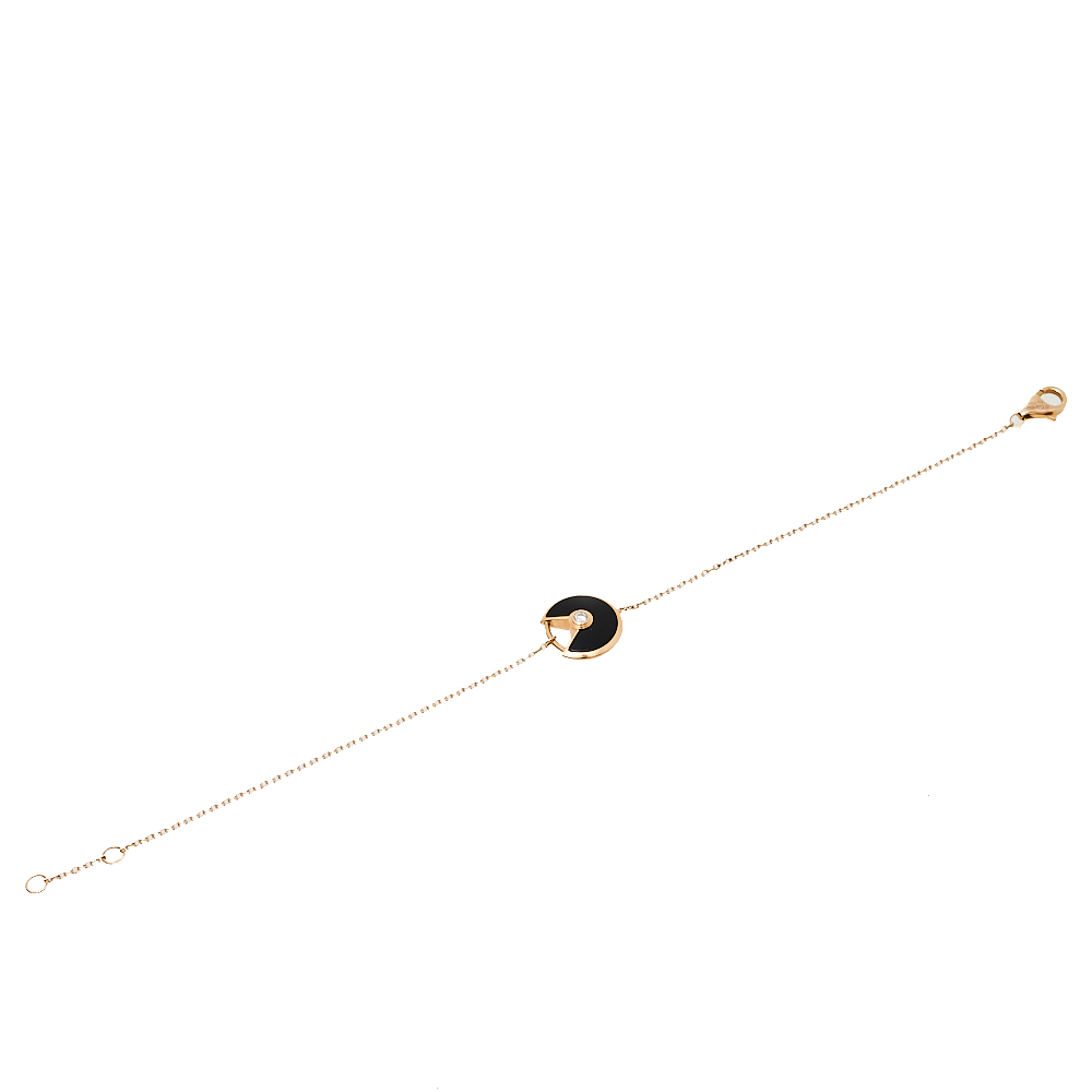

Cartier Amulette de Cartier Diamond Onyx 18K Rose Gold Bracelet