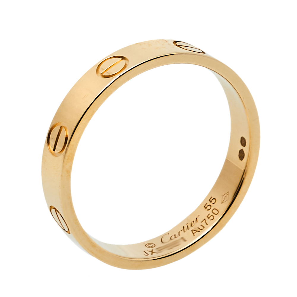 Pre-owned Cartier Love 18k Yellow Gold Wedding Band Ring Size 55