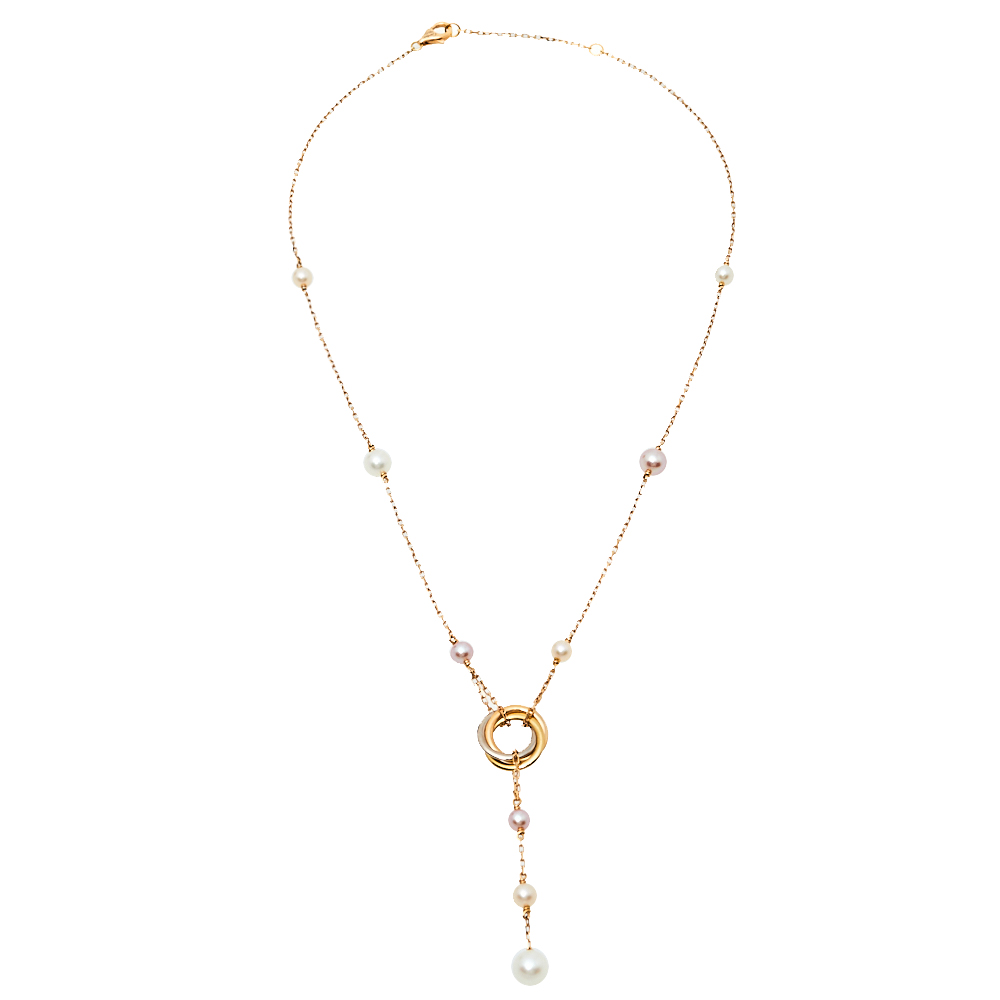 

Cartier Trinity de Cartier Cultured Pearl 18K Three Tone Gold Necklace