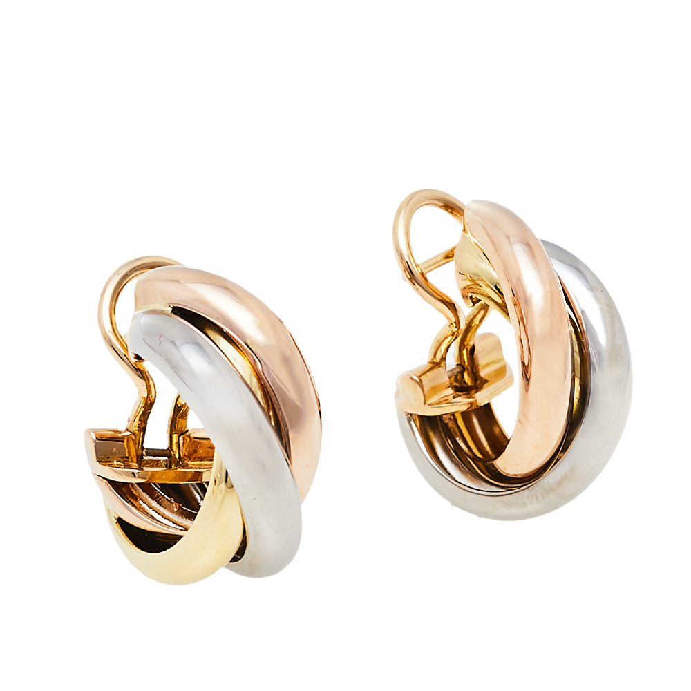 

Cartier Trinity 18K Three Tone Gold Hoop Earrings