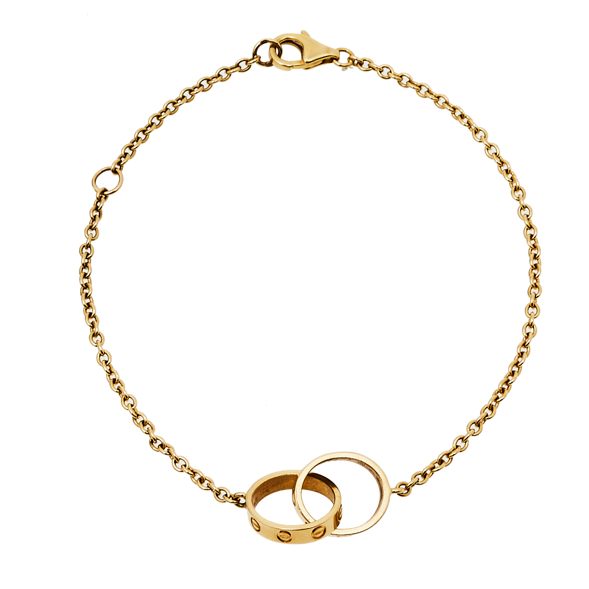 Pre-owned Cartier Love Interlocking 2 Hoops 18k Yellow Gold Bracelet