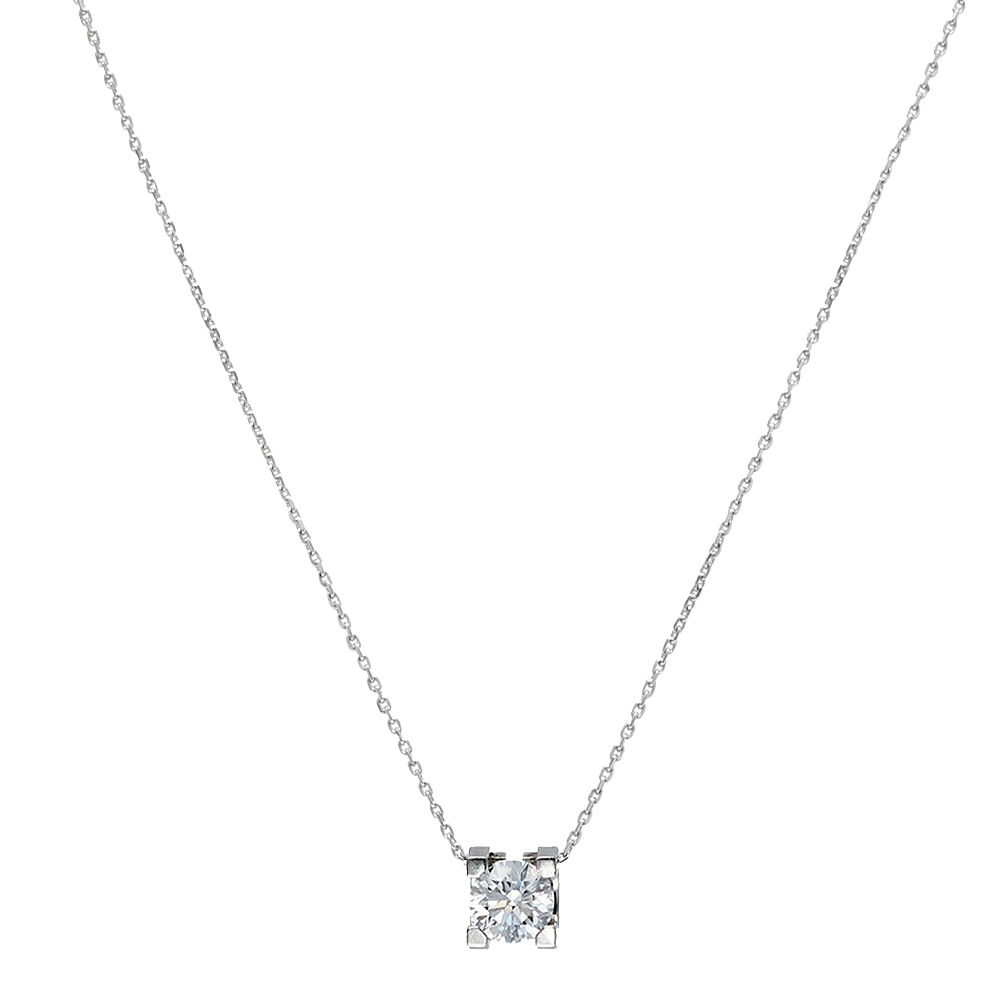 Pre-owned Cartier Solitaire 0.53 Ct Diamond 18k White Gold Pendant Necklace