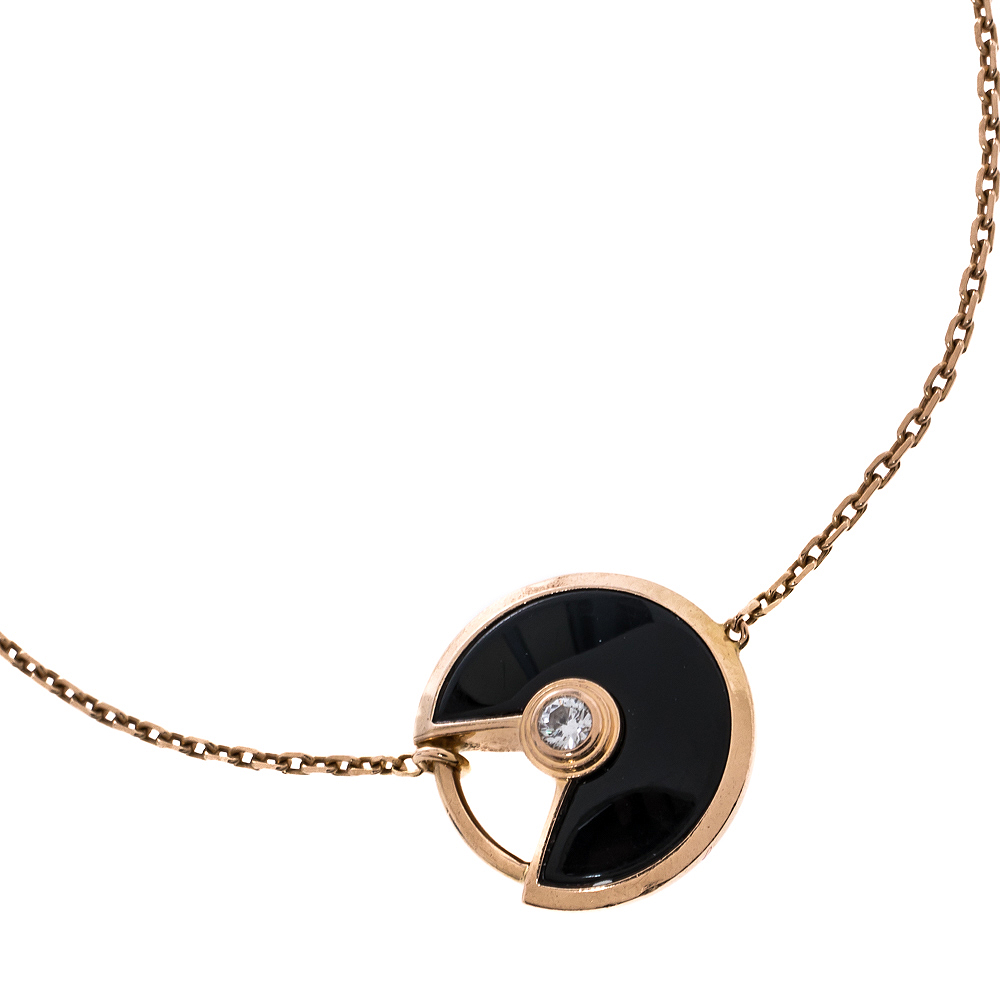 

Cartier Amulette de Cartier Onyx Diamond 18K Rose Gold Bracelet