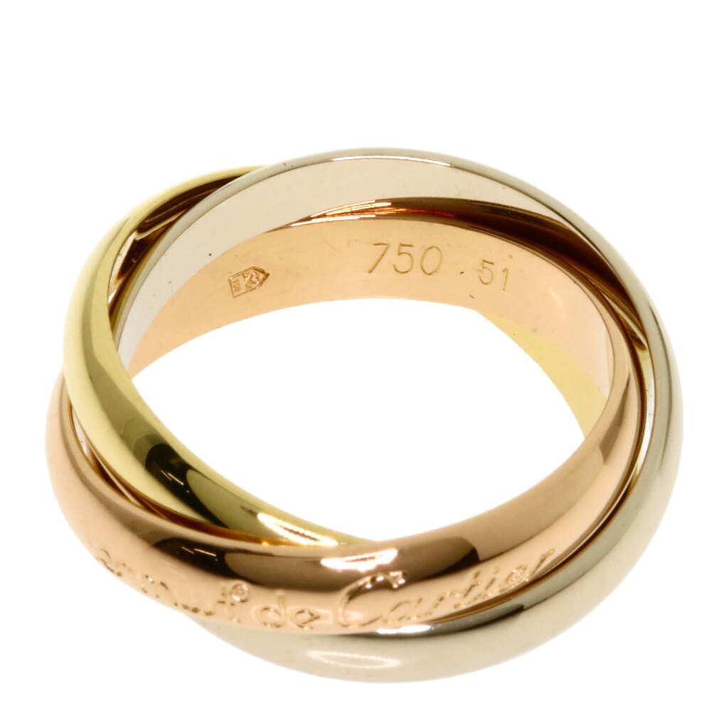 

Cartier Trinity 18K Yellow Rose White Gold Ring Size EU