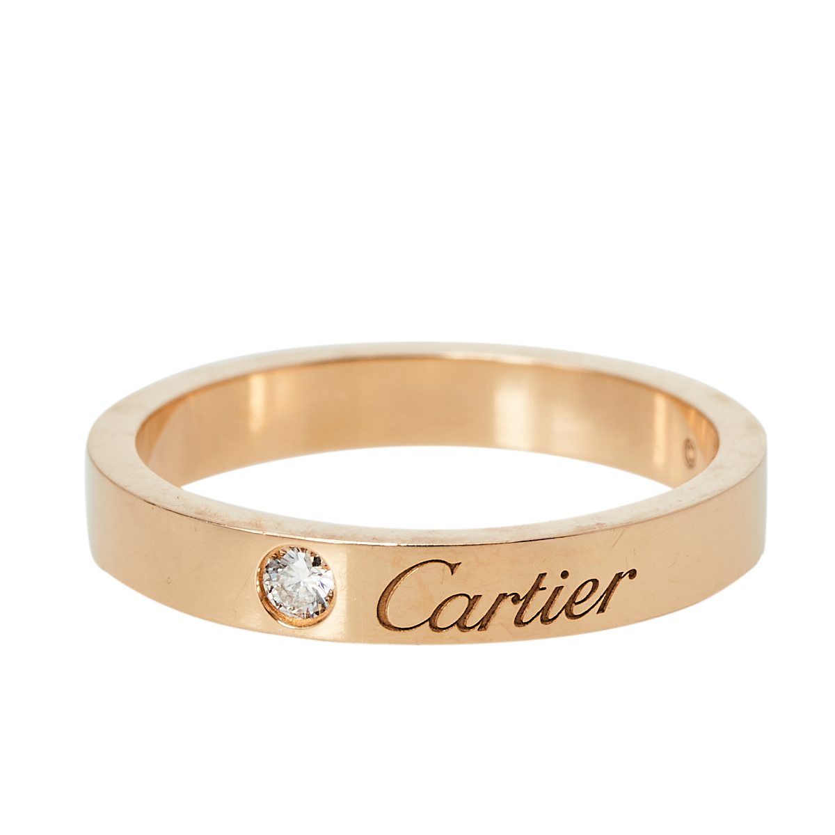 

Cartier C de Cartier Diamond 18K Rose Gold Wedding Band Ring Size