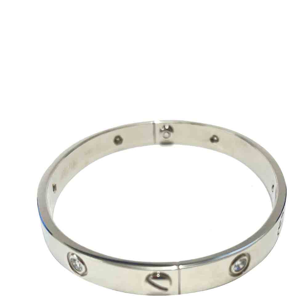 

Cartier 18K White Gold 6 Diamond Love Bracelet Size: 17
