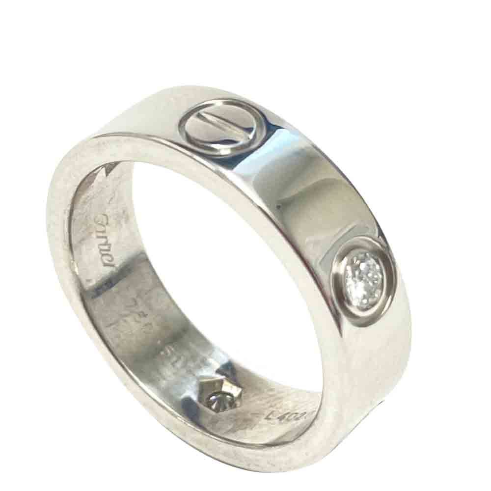 

Cartier 18K White Gold 3 Diamond Love Ring Size EU 51