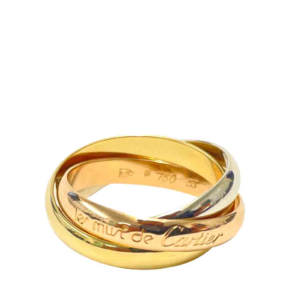

Cartier Le Must De Cartier Trinity 18K Yellow White Rose Gold Ring Size EU 53