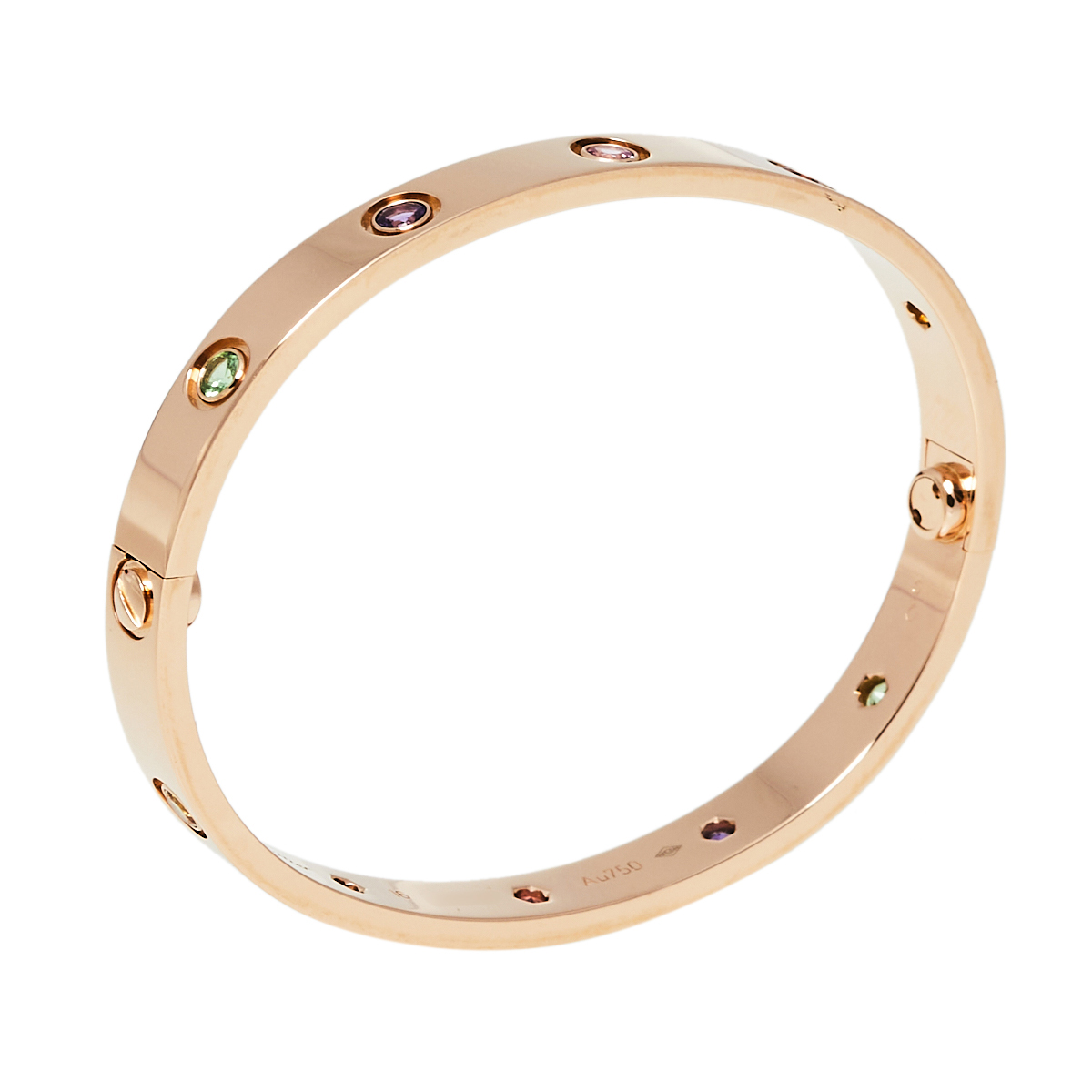 

Cartier Love Multicolored Gemstone 18K Rose Gold Bracelet 16