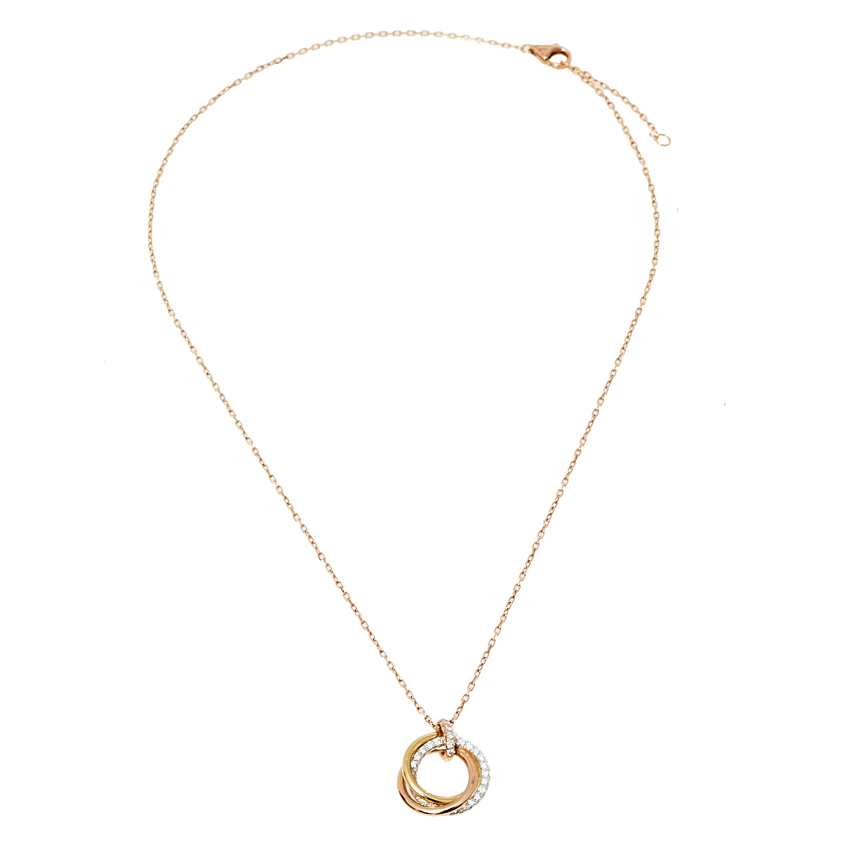 

Cartier Trinity Diamond Three Tone 18K Gold Pendant Necklace