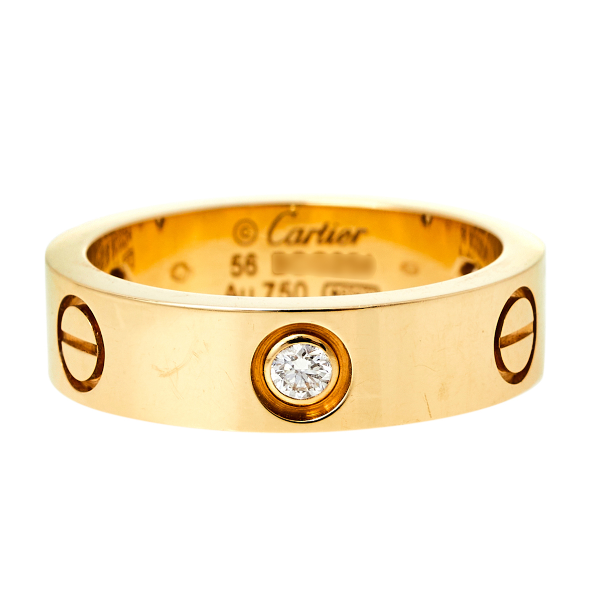 

Cartier Love 3 Diamond 18K Yellow Gold Band Ring Size
