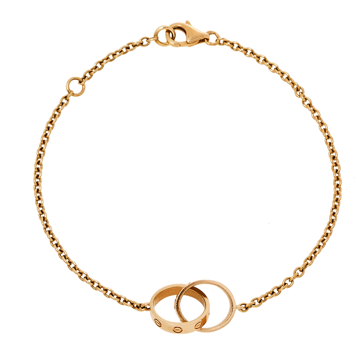 Click to view more detailed imagery on our partner's website Pre-owned Cartier Love Interlocking 2 Hoops 18k Rose Gold Bracelet