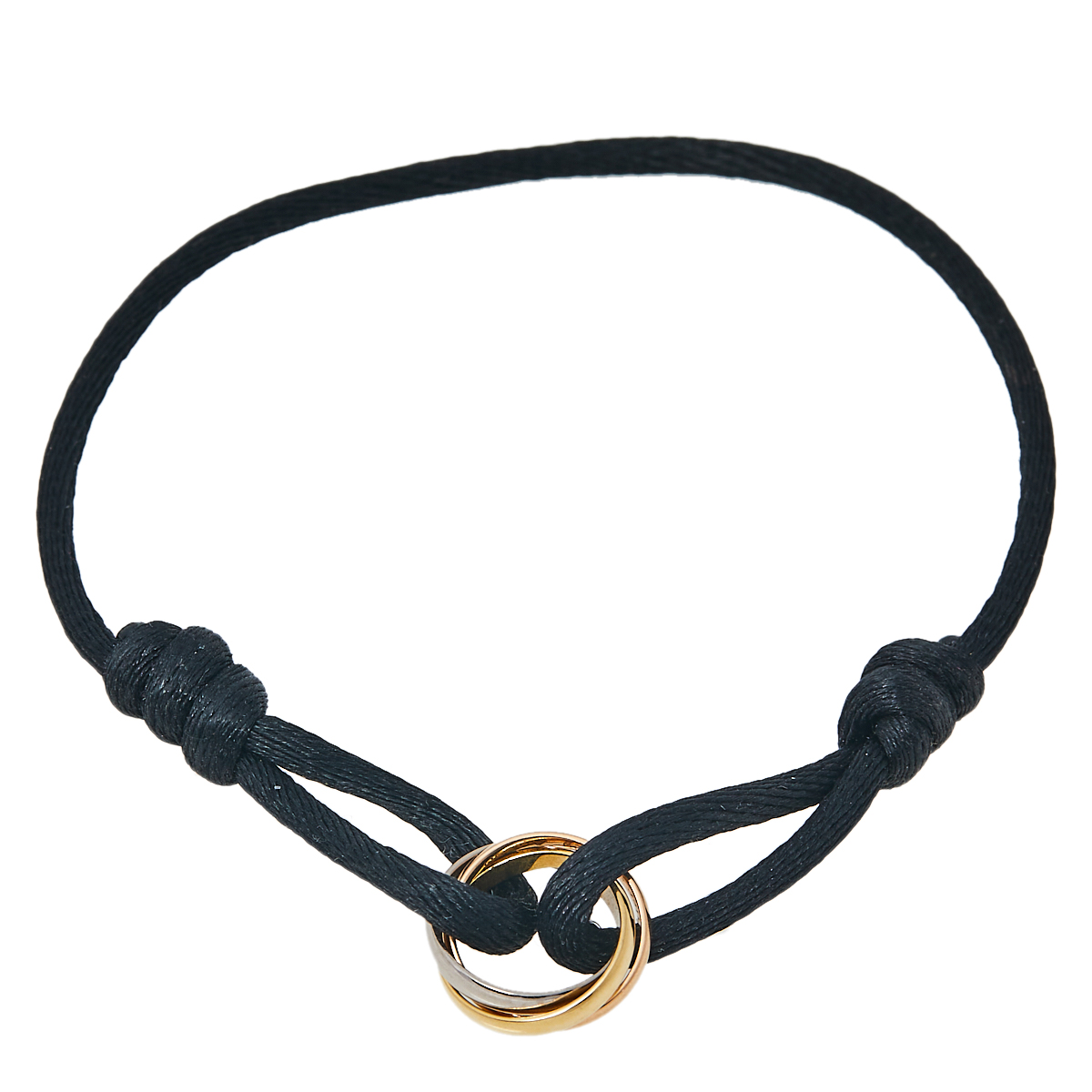 Pre Owned Cartier Trinity 18K Three Tone Gold Adjustable Cord Bracelet