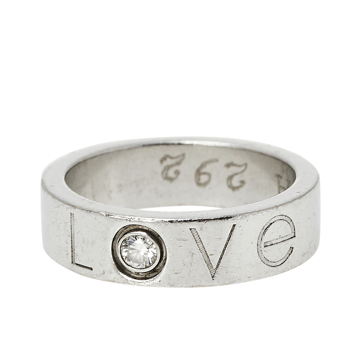 

Cartier Love Diamond 18K White Gold Band Ring Size