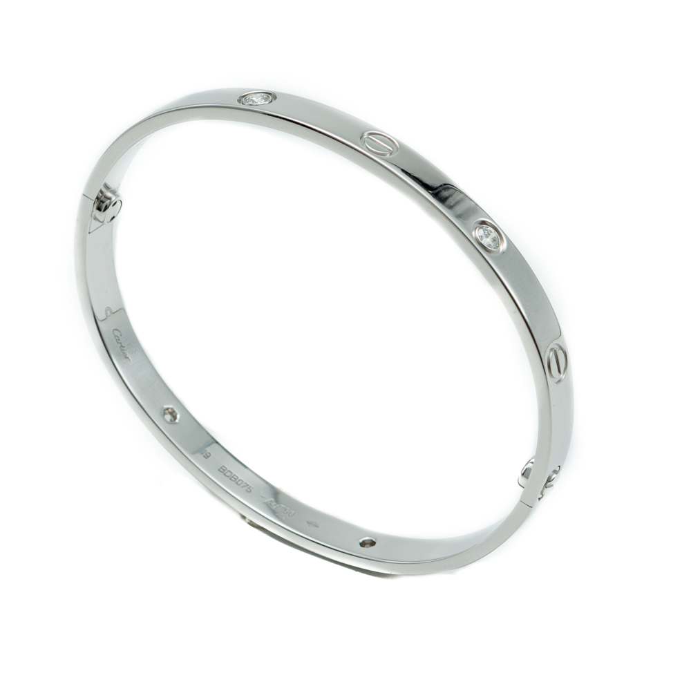 

Cartier Love White Gold 4 Diamonds Bracelet Size