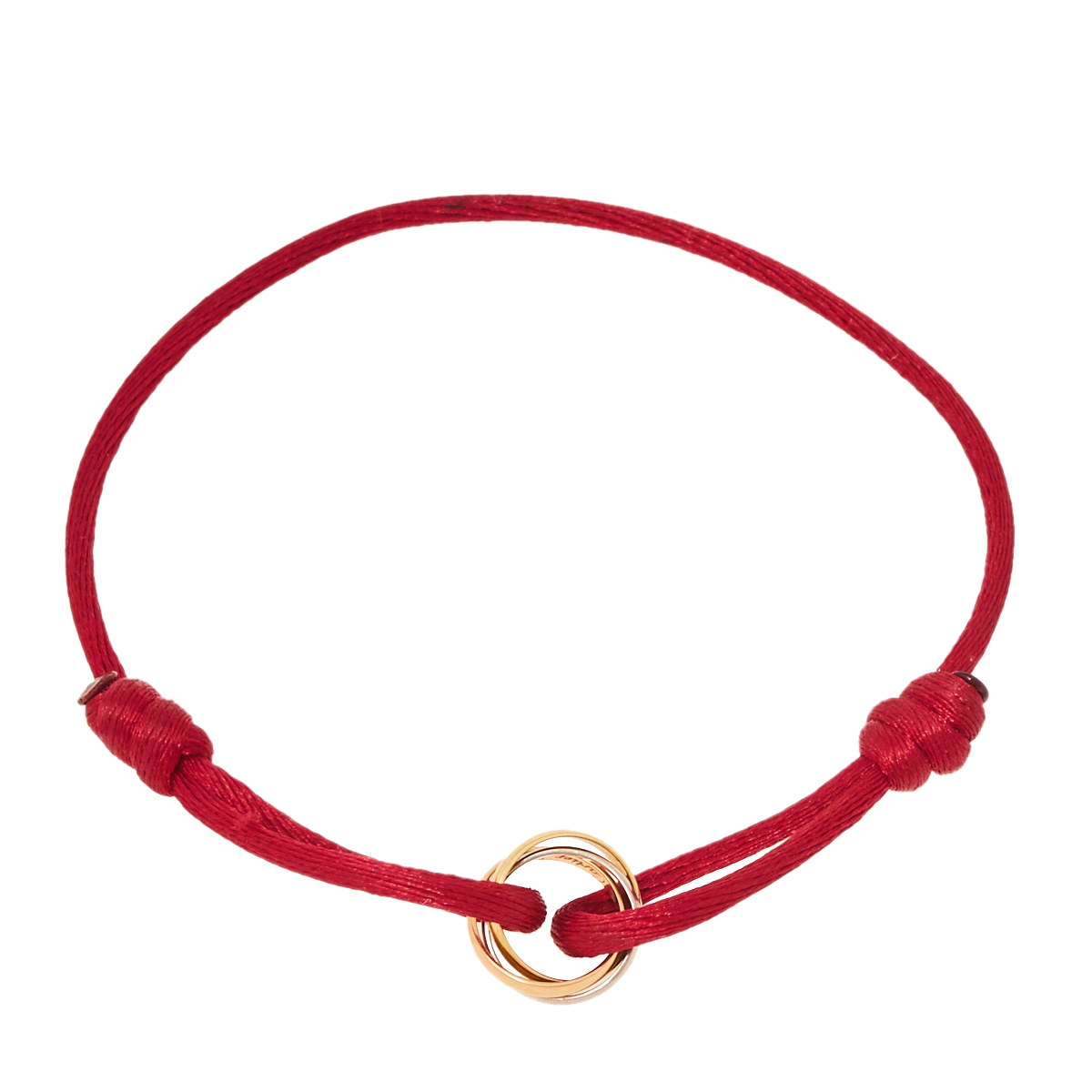 

Cartier Trinity de Cartier Three Tone 18k Gold Red Adjustable Cord Bracelet, Beige
