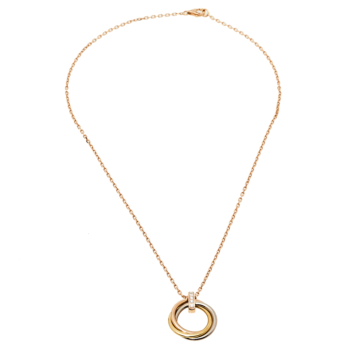 

Cartier Trinity Diamond 18K Three Tone Gold Pendant Necklace