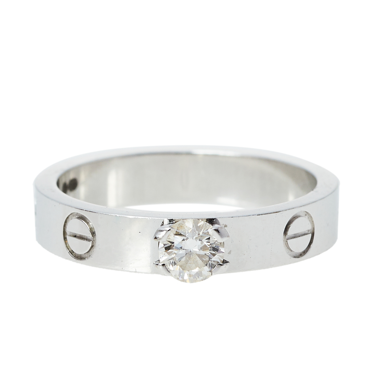 

Cartier Love Solitaire 0.23ct Diamond 18K White Gold Band Ring Size