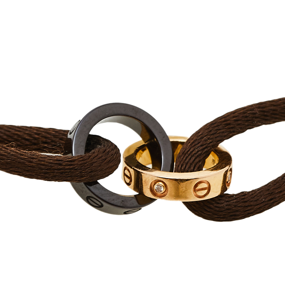 

Cartier Love Diamond Ceramic 18K Rose Gold Adjustable Cord Bracelet