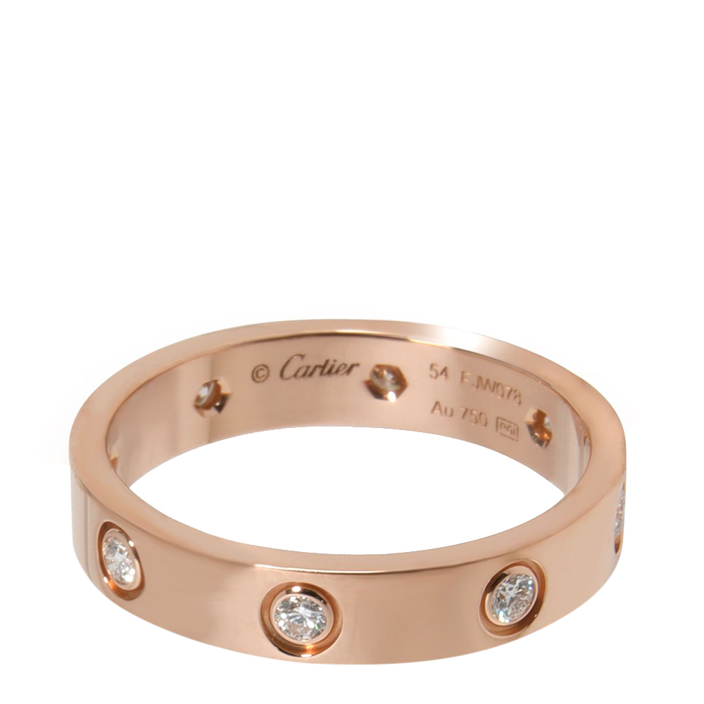 

Cartier Love 18K Rose Gold Diamond Ring Size EU