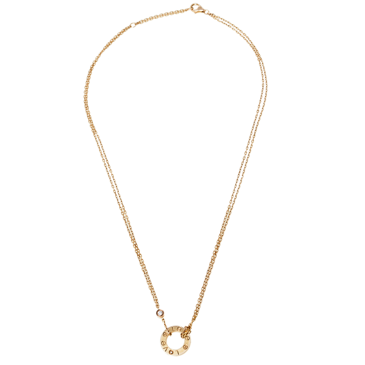 

Cartier Love Diamond & 18k Yellow Gold Double Chain Necklace