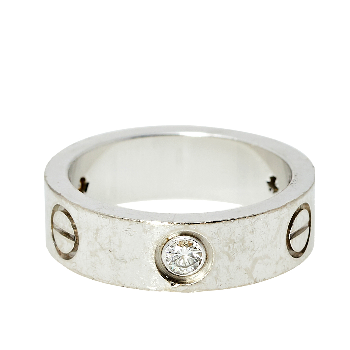 

Cartier Love 18K White Gold Diamond Wedding Band Ring Size