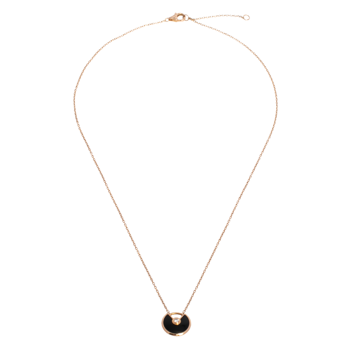 

Cartier Amulette De Cartier 18K Rose Gold Diamond & Onyx Pendant Necklace