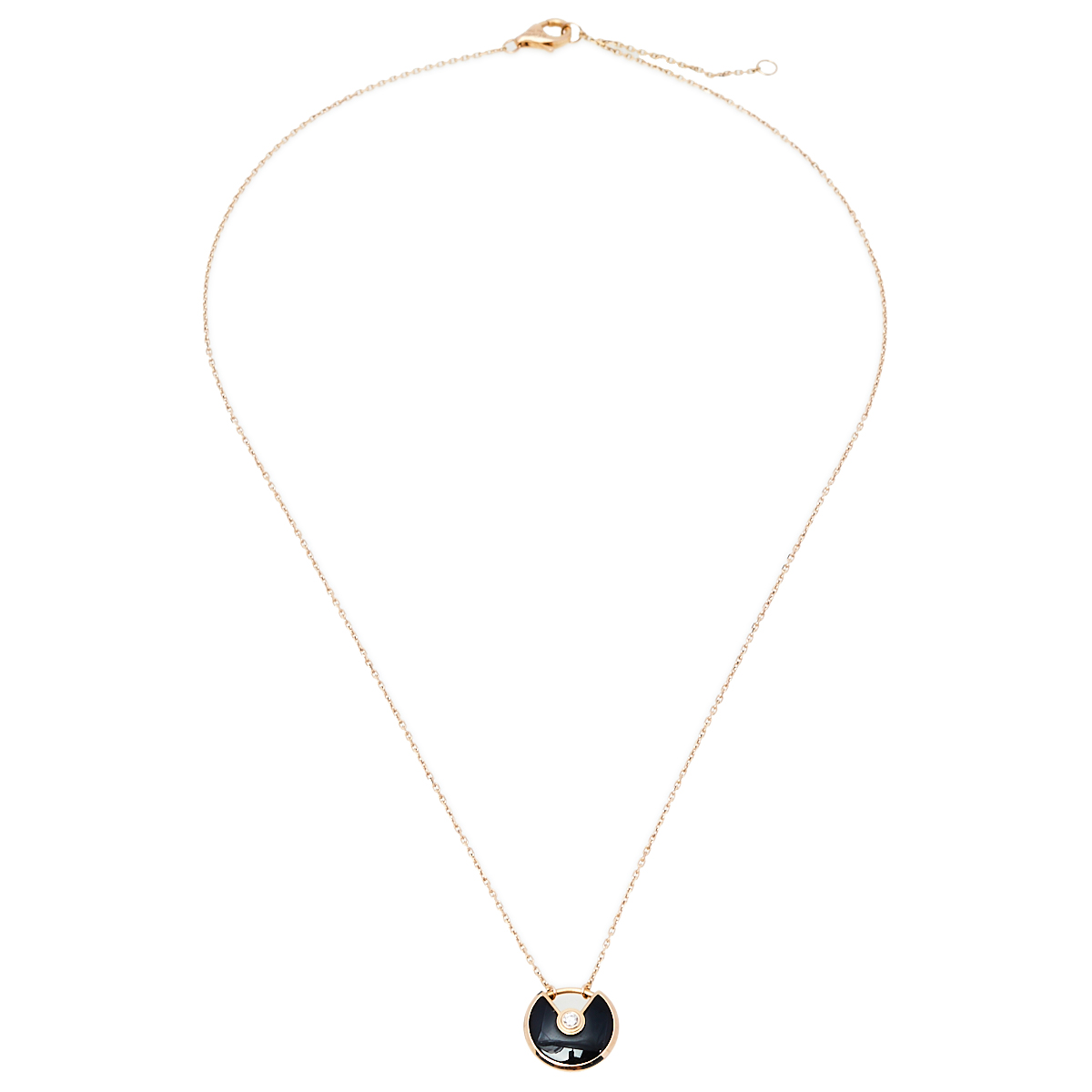 

Cartier Amulette De Cartier 18K Rose Gold Diamond & Onyx Pendant Necklace