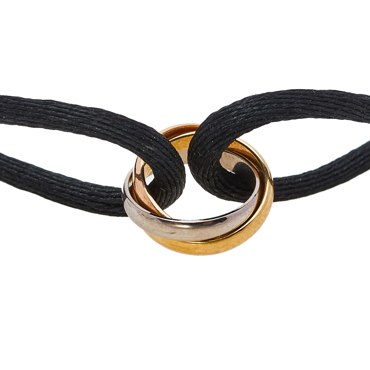 

Cartier Trinity 18K Three Tone Gold Adjustable Black Cord Bracelet