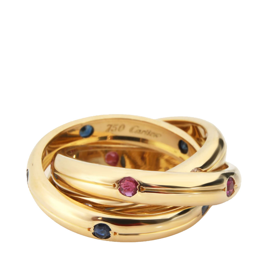 

Cartier Constellation Trinity 18K Yellow Gold Diamond, Sapphire, Ruby Ring Size EU